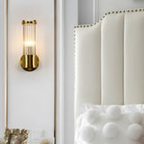 1/2-light Modern Chrome/Gold Wall Sconce with Cylinder Clear Glass Shade