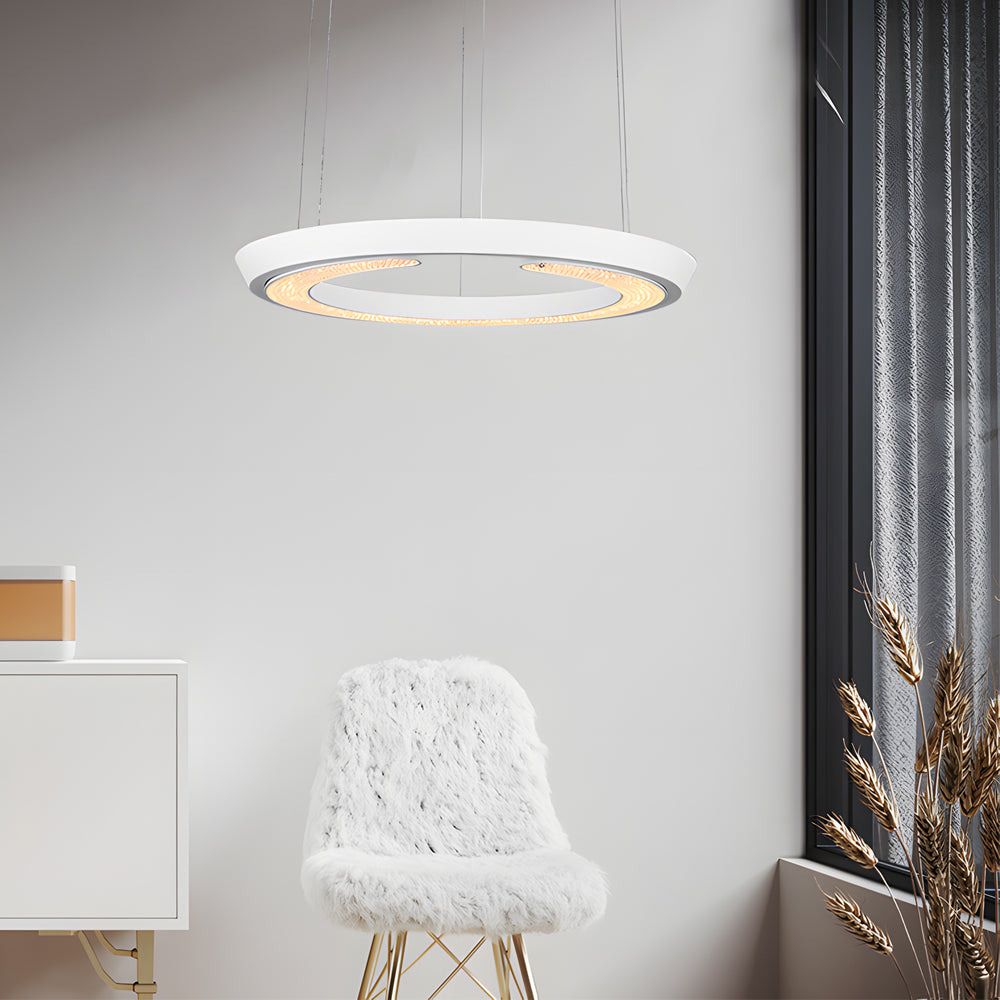 Modern LED Ring-Shaped Pendant Light with Acrylic Shades for Living Room