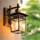 Pavilion Shaped Glass LED Waterproof Retro Outdoor Wall Lamp Wall Sconce Lighting without Bulb