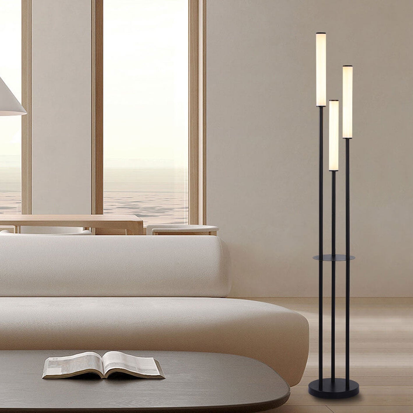 Modern Minimalist Creative Long Bar Design 3-Light LED Standing Floor Lamp