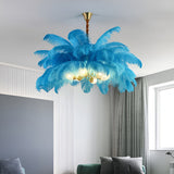 Creative Feathers Copper Ins Nordic Chandelier Flush Mount Ceiling Light