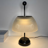 Ribbed Glass Bowl and Metal Italian Accent Table Lamps