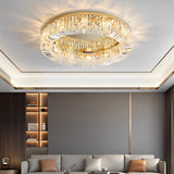 Elegant Ring Drum Crystal Chandelier Ceiling Light