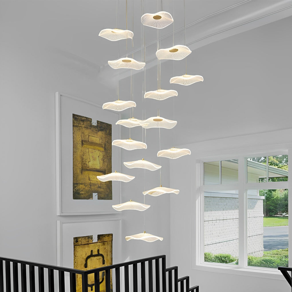 Small Acrylic Lotus Leaves LED Creative Modern Staircase Chandelier