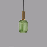 Minimalist Striped Glass Lantern 1-Light Pendant Light