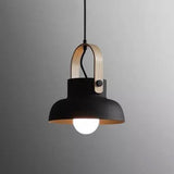 Modern Nordic 1-Light Dome Wood Carrying Handle Pendant Light