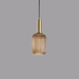 Minimalist Striped Glass Lantern 1-Light Pendant Light