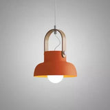 Modern Nordic 1-Light Dome Wood Carrying Handle Pendant Light