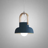 Modern Nordic 1-Light Dome Wood Carrying Handle Pendant Light