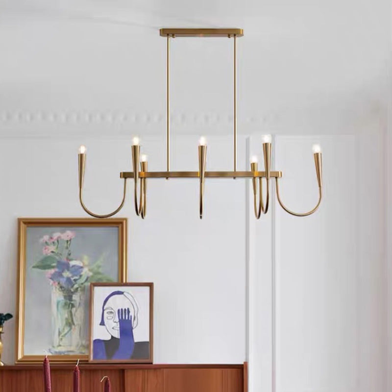 Contemporary Industrial Stripe Hardware 8-Light Island Light Chandelier For Dining Room