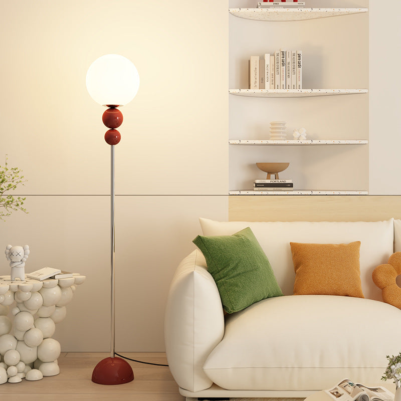 Modern Minimalist Round Orb Iron Plastic 1-Light Standing Floor Lamp For Living Room