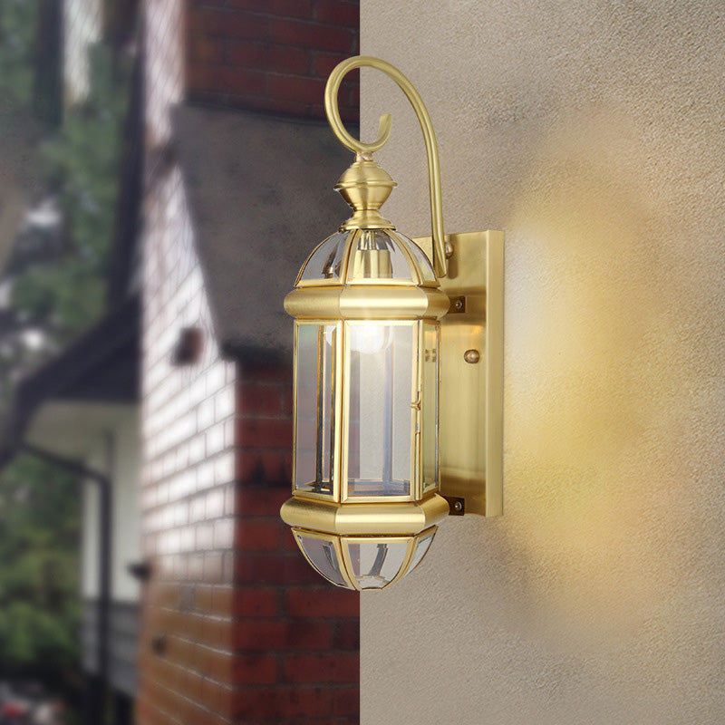 Modern Luxury Waterproof Cylinder Rectangle Half Round Copper Glass 1/3/6 Light Wall Sconce Lamp For Garden