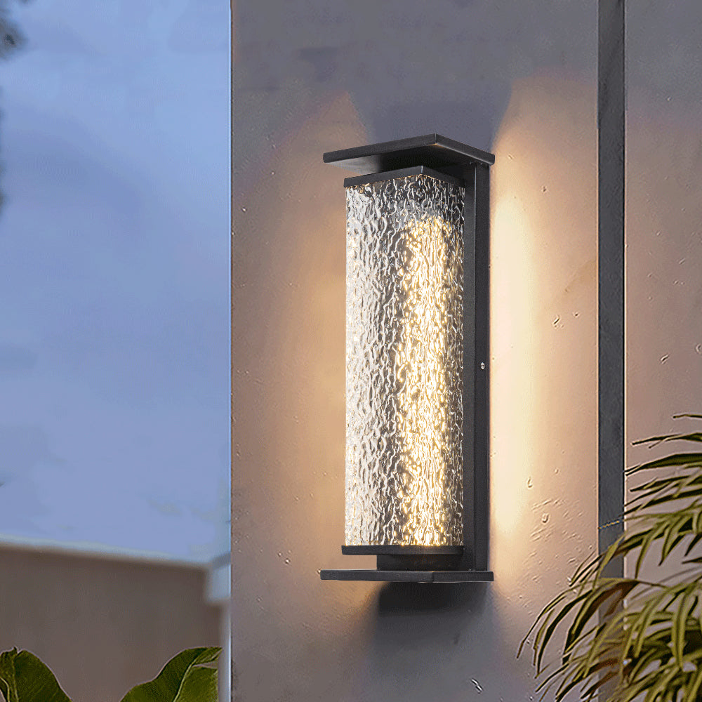 Contemporary Industrial Stainless Steel Crack Shade Cuboid LED Solar Outdoor Wall Sconce Lamp For Garden