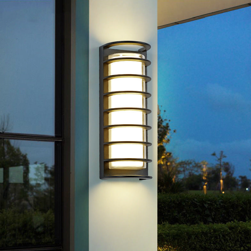 Contemporary Industrial Aluminum Acrylic Cylinder LED Waterproof Wall Sconce Lamp For Outdoor Patio