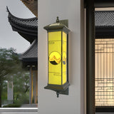 Traditional Chinese Aluminum Glass Rectangular LED Solar Waterproof Outdoor Wall Sconce Lamp For Garden