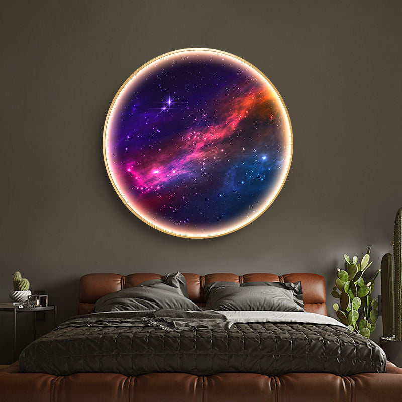 Contemporary Simplicity Starry Sky Moon Aluminum Round LED Wall Sconce Lamp For Living Room