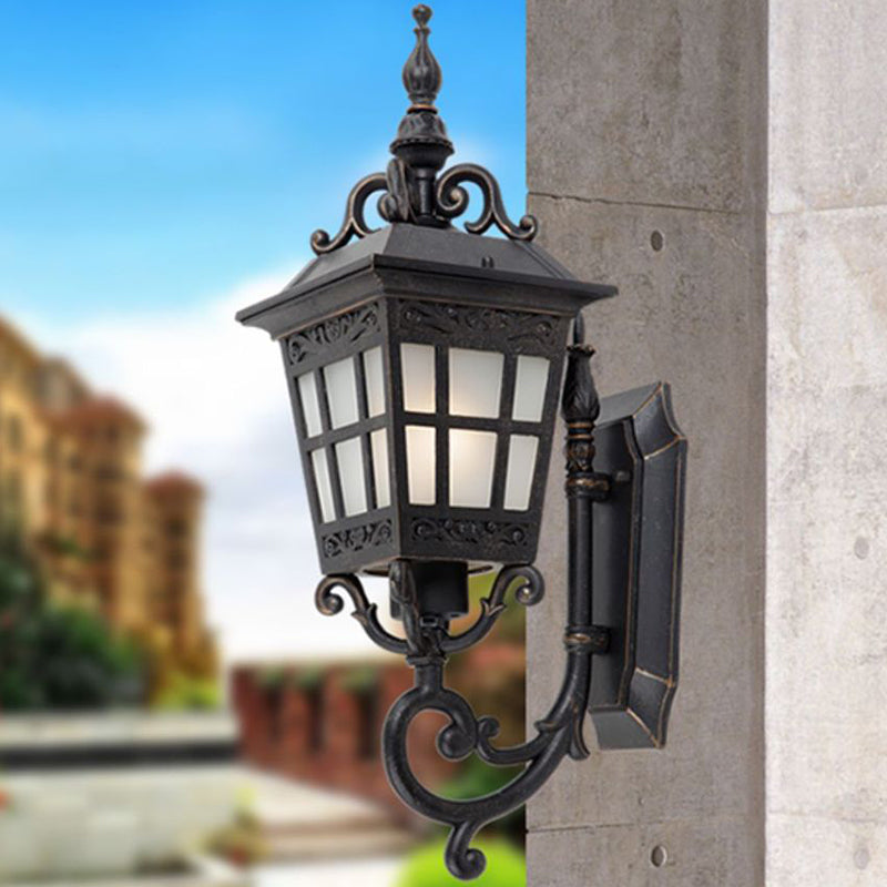 Contemporary Industrial Aluminum Frame Frosted Glass 1-Light Outdoor Waterproof Wall Sconce Lamp For Outdoor Patio