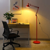 Contemporary Scandinavian Retractable Swivel Round Iron 1-Light Standing Floor Lamp For Bedroom