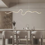 Modern Minimalist Line Bend Silicone Copper LED Island Light Chandelier For Living Room