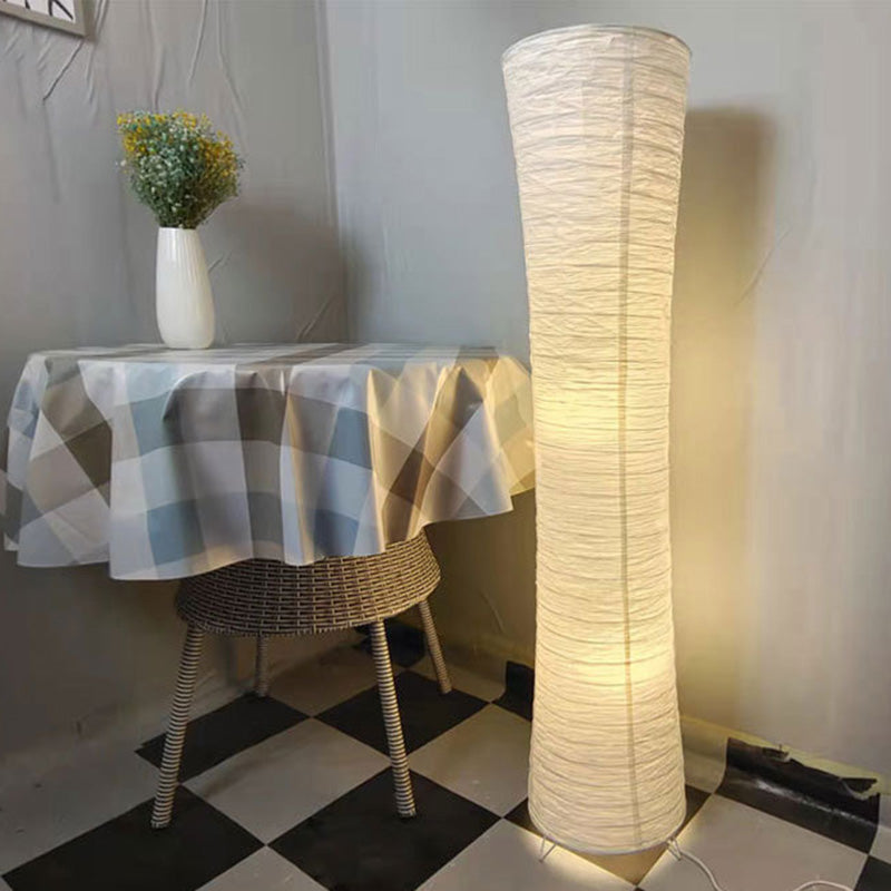 Contemporary Nordic Paper Column Cubic 2-Light Standing Floor Lamp For Bedroom