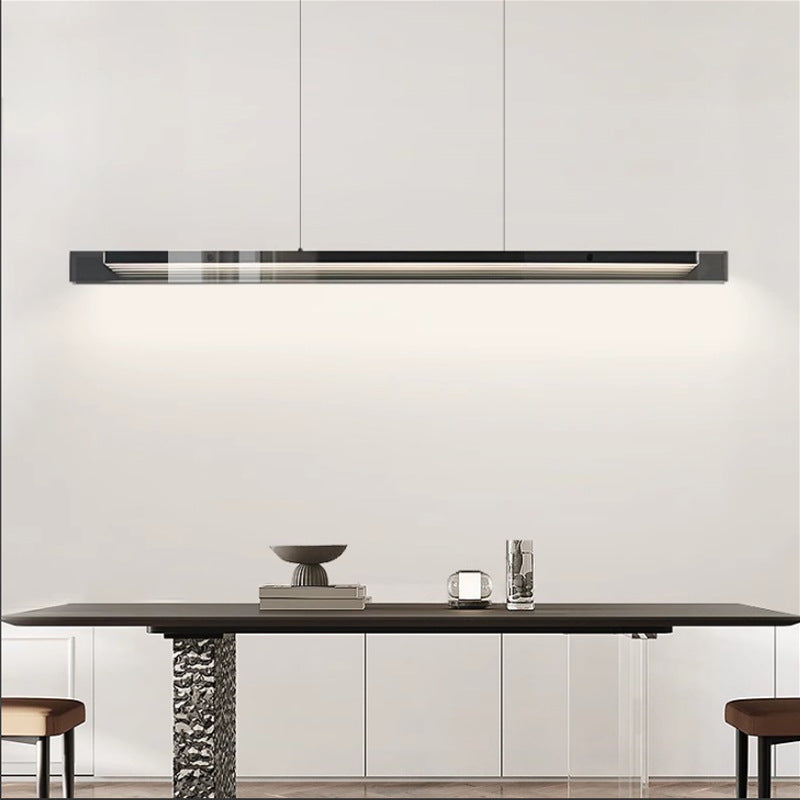 Modern Minimalist Copper Acrylic Glass Strip Rectangular LED Chandeliers Island Light For Dining Room