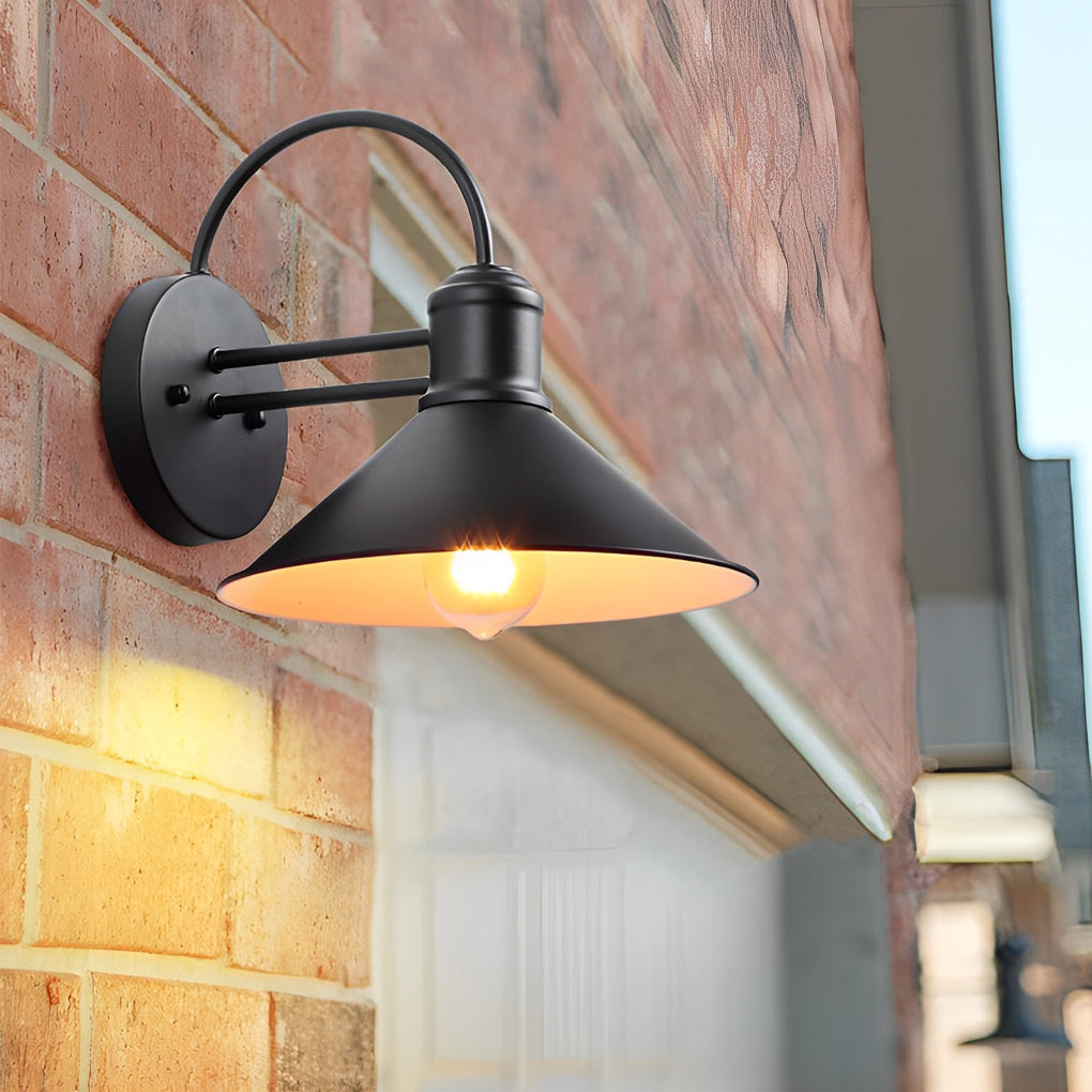 Retro Conical Iron Waterproof Industrial Style Outdoor Wall Lamp Exterior Lights