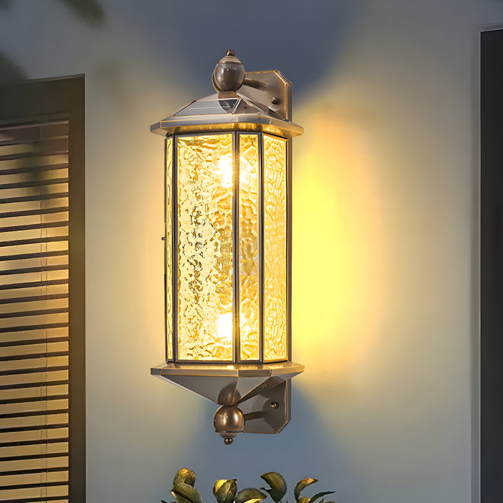 23.62-In. European Copper Dimmable Hardwired/Solar Outdoor Wall Lights