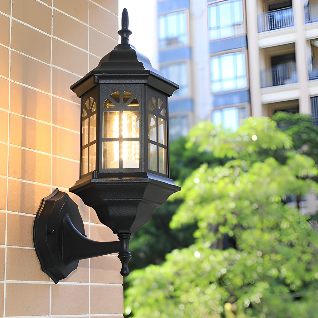 Waterproof LED Glass European-style Outdoor Wall Lamp Plug in Wall Sconce Lighting