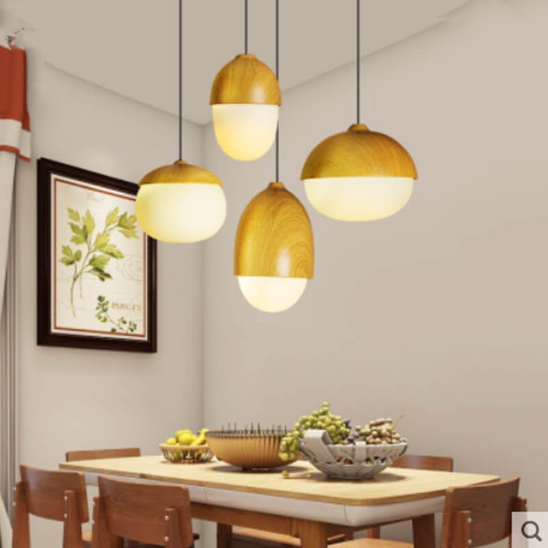 Modern Beige Nut 1-Light Globe Pendant Light