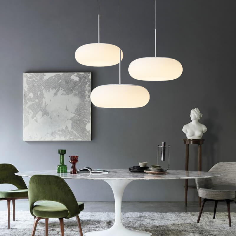 Modern Minimalist Plastic White 1-Light Drum LED Pendant Light