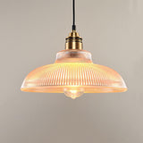 Vintage Striped Pot Lid Glass 1-Light Pendant Light