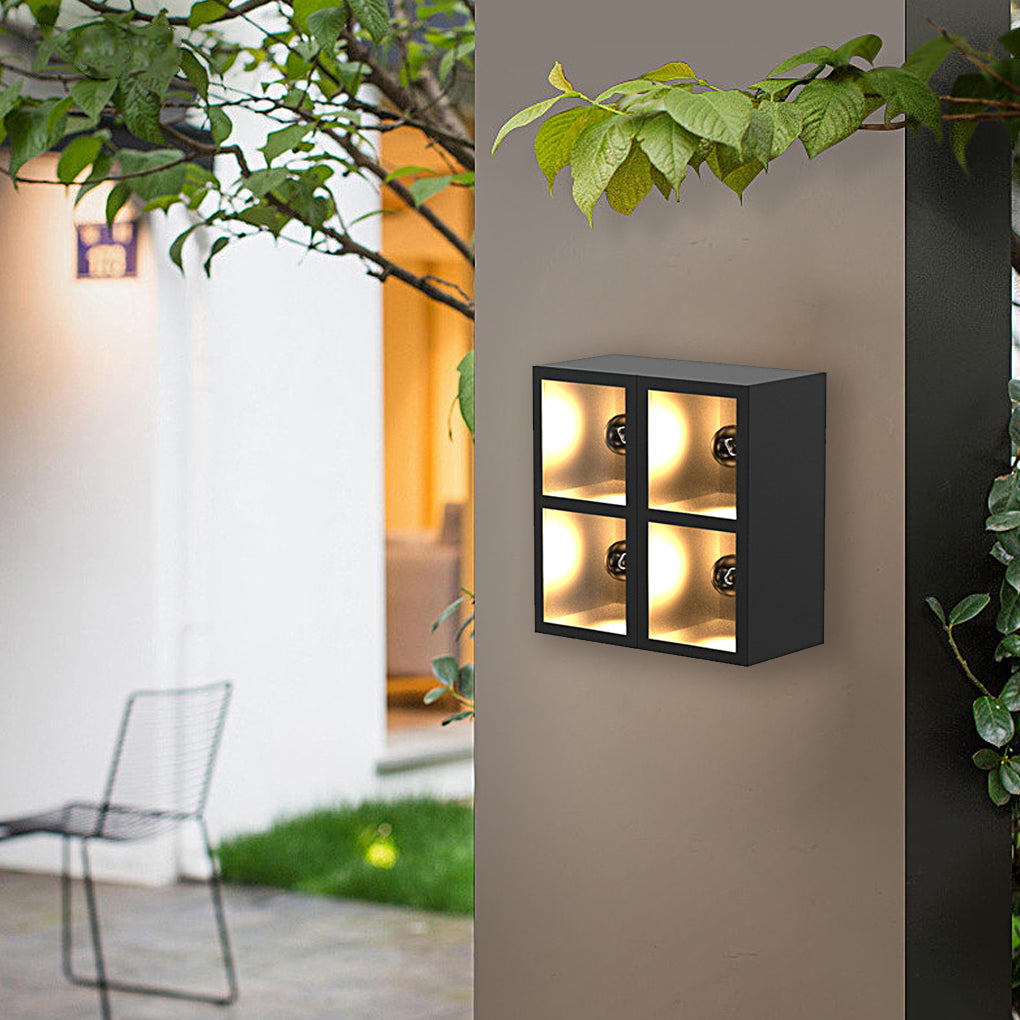 Waterproof Creative Square Combination LED Black Wall Lamp with Flowerpot