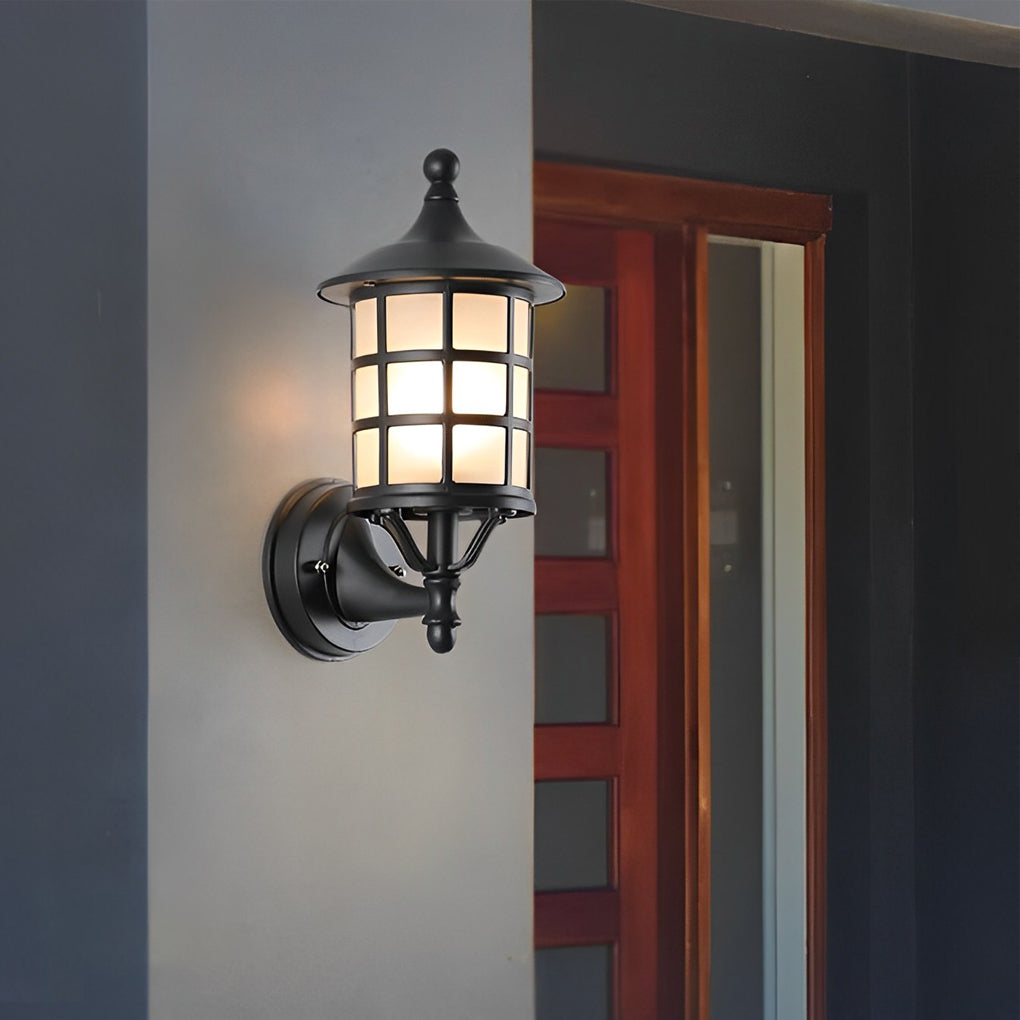 Retro Round Three Step Dimming Black European-style Solar Wall Sconces