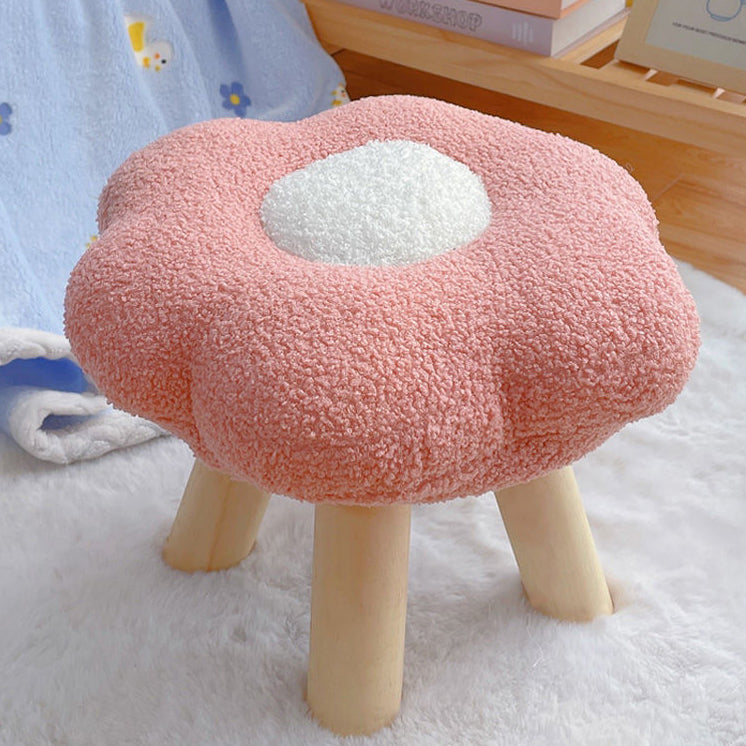 Contemporary Creative Flower Shape Velvet Footstool For Entryways