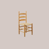 Contemporary Retro Square Braided Rope Solid Wood Dining Chair Ladder-back Footrest For Dining Room