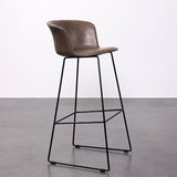 Contemporary Retro Square Leather Stainless Steel Bar Stool Backrest Footrest For Dining Room