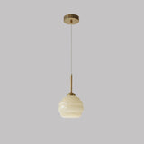 Vintage French Glass Round Tart 1-Light Pendant Light