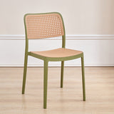 Contemporary Simplicity Square Rattan-like Plastic Stackable Dining Chair Armrest Backrest For Dining Room