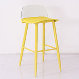 Modern Minimalist Rectangular Carbon Steel Stand Bar Stool Plastic Backrest For Dining Room