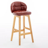 Modern Minimalist Square Wood Leather Foam Bar Stool With Four Legs Backrest For Dining Room