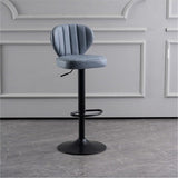 Modern Minimalist Square Leather Metal Bar Stool Backrest Footrest For Dining Room