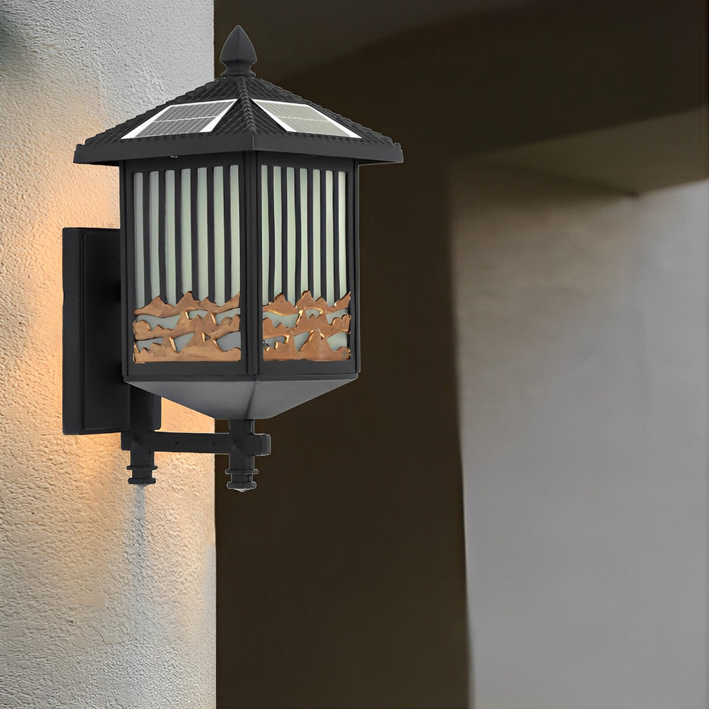 Retro Waterproof LED Black Modern Solar Wall Lights Outdoor Wall Sconce