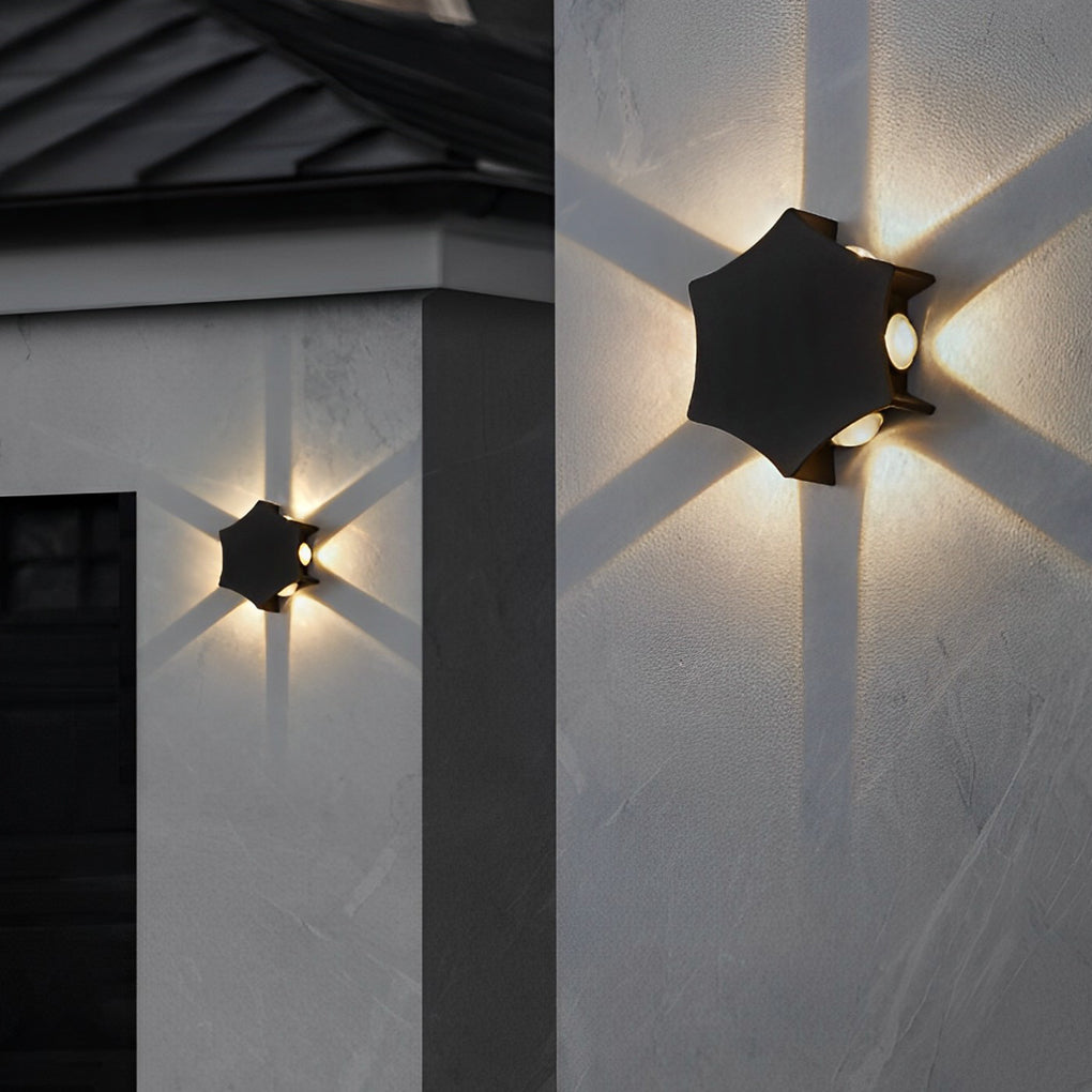 Unique Star Up and Down Lighting LED Waterproof Black Modern Wall Lamp