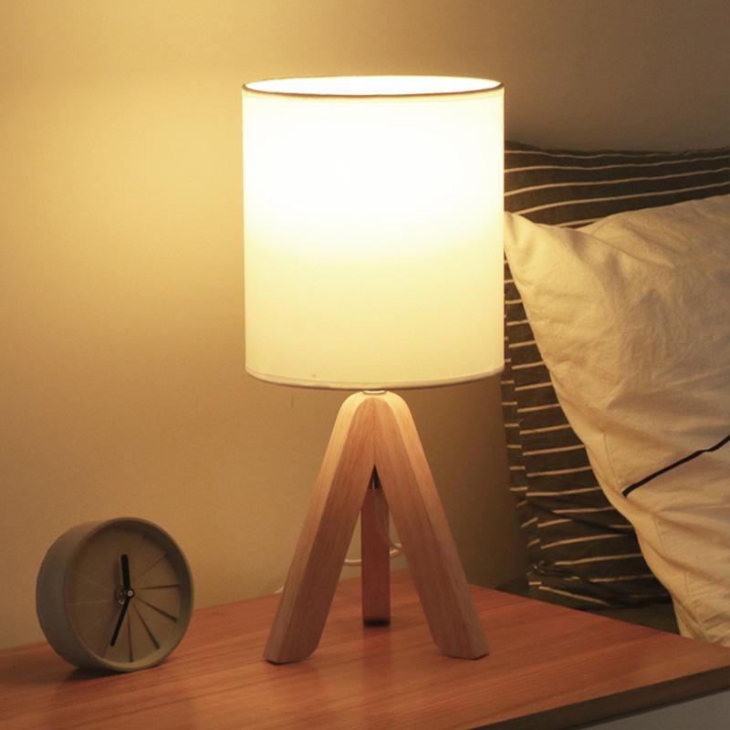 15 inch Wood Modern Tripod Table Lamp