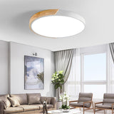 Circular LED Wood Nordic Ceiling Lights Flush Mount Lighting Ceiling Lamp