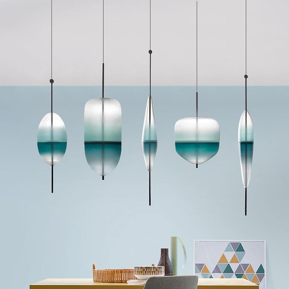 Modern Industrial Gradient Blue Glass Pendant Light