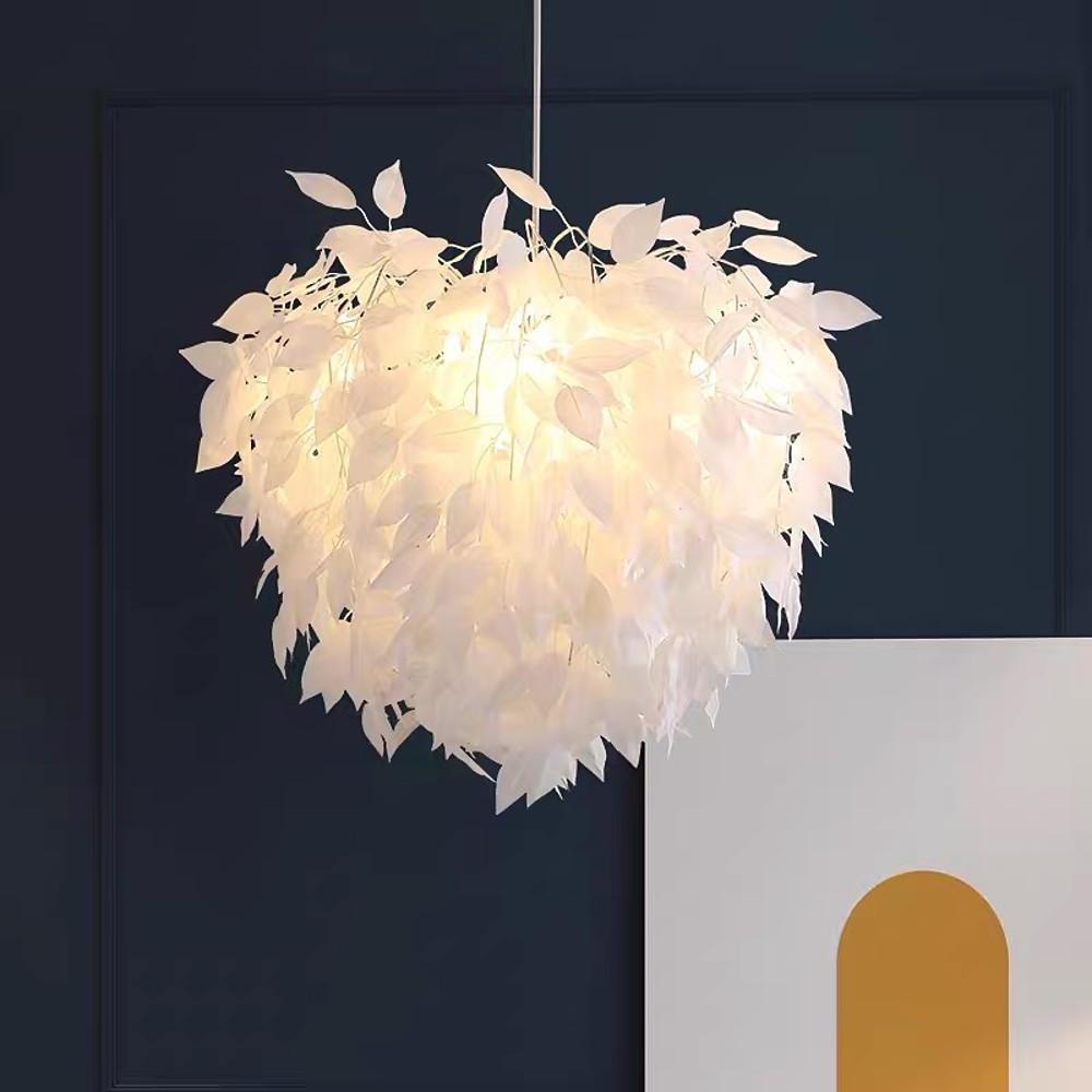 Modern Scandinavian Fabric Pendant Light– White & Gold, LED, Dimmable, 24''