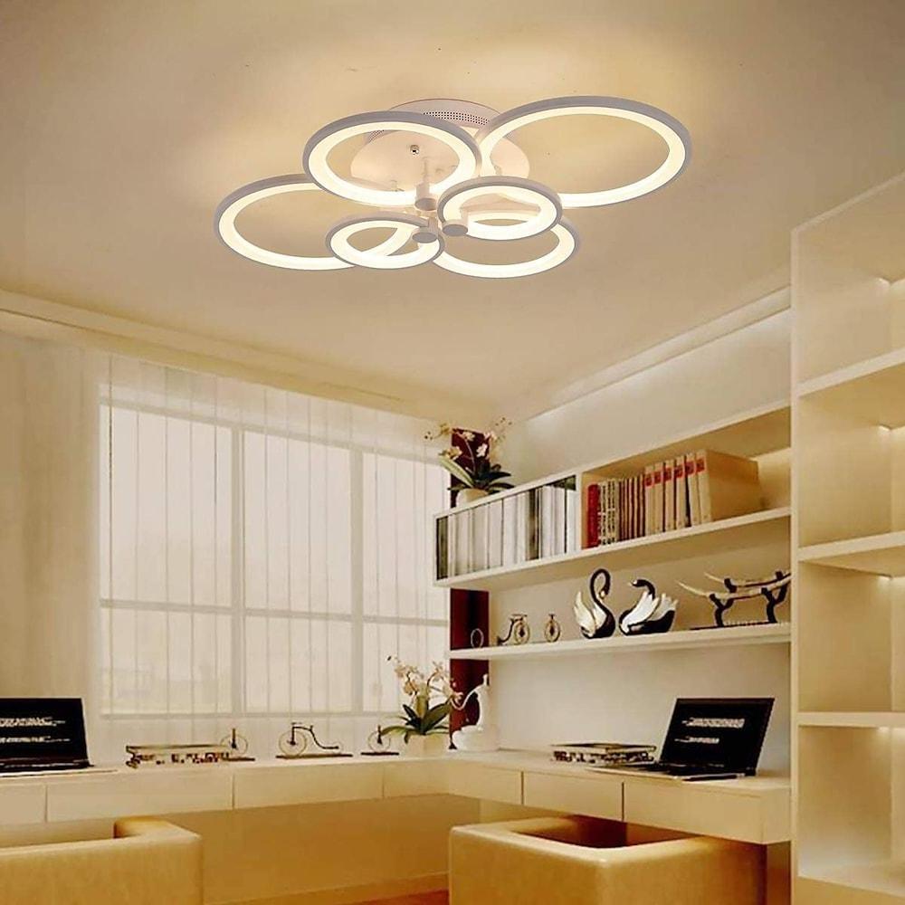 White/Black Acrylic Overlapping Rings LED Semi Flush Mount Ceiling Light