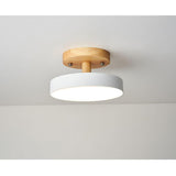 Round Minimalist Drum Flush Mount Light Metal Bamboo LED Ceiling Light