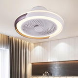 White Flush Mount Bladeless Fan Ceiling with LED Light